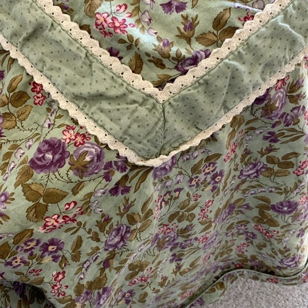 April Cornell queen duvet cover green, purple, pink floral